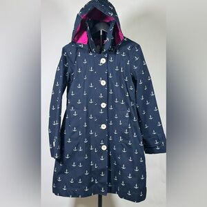 Hatley Women’s Navy Anchor Print Raincoat Size 10